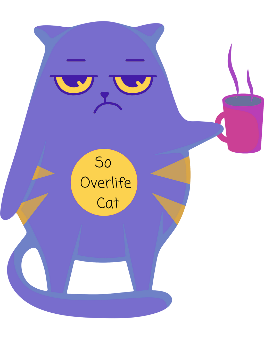 So OverLife Cat On A White Ceramic Mug 11oz & 15oz, Cute Kawaii Cat Holding Mug Cup