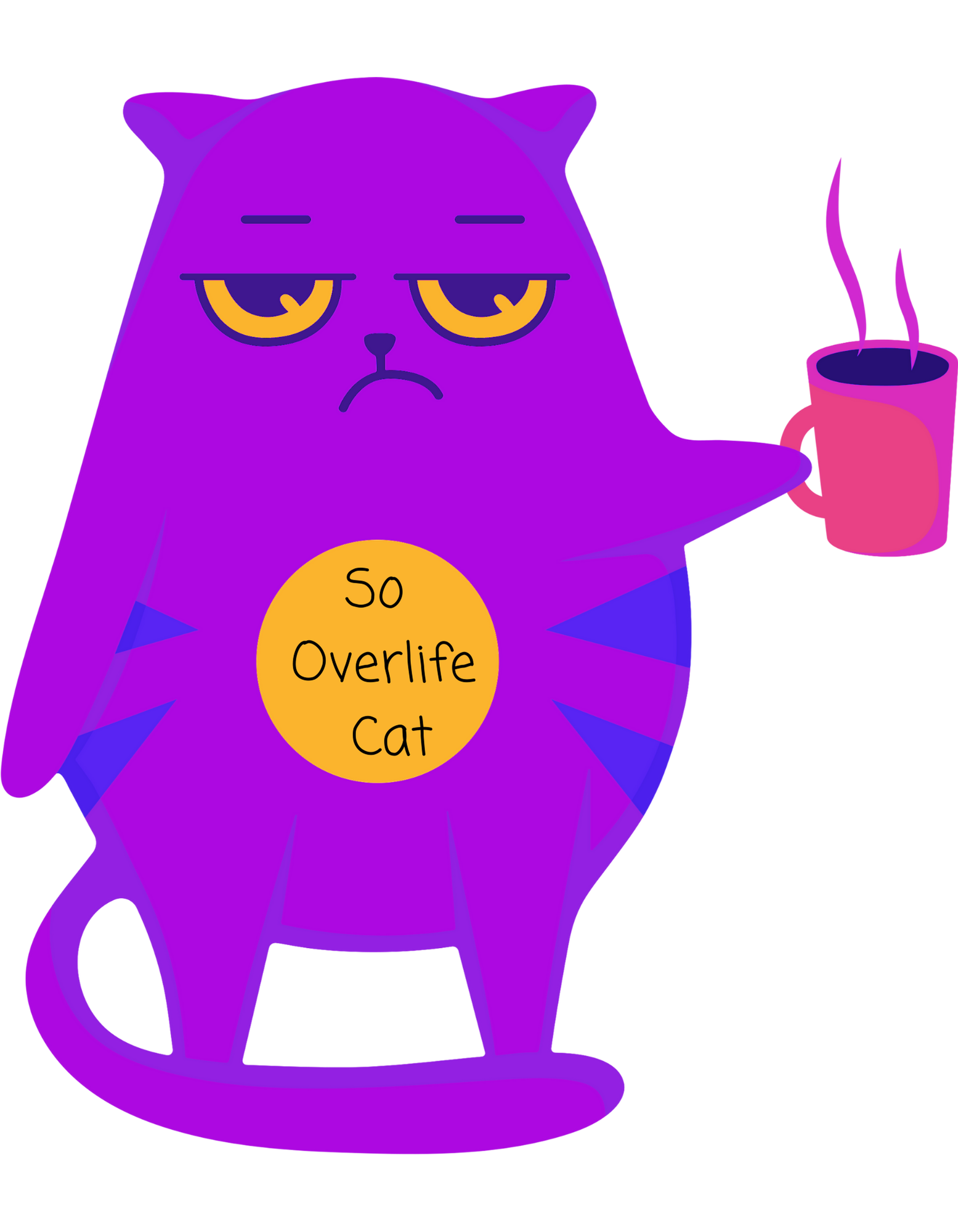 So OverLife Cat On A White Ceramic Mug 11oz & 15oz, Cute Kawaii Cat Holding Mug Cup