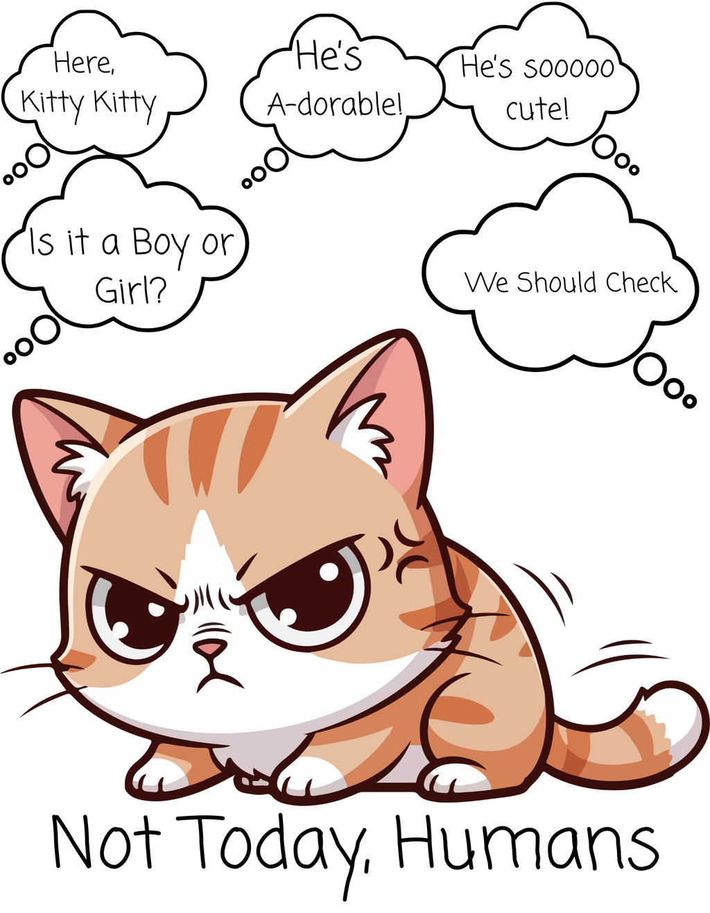 "Not Today, Humans" Grumpy Kitty White Ceramic Mug,  “Not Your Purr-son” Sassy Tea Cup (11oz & 15oz)