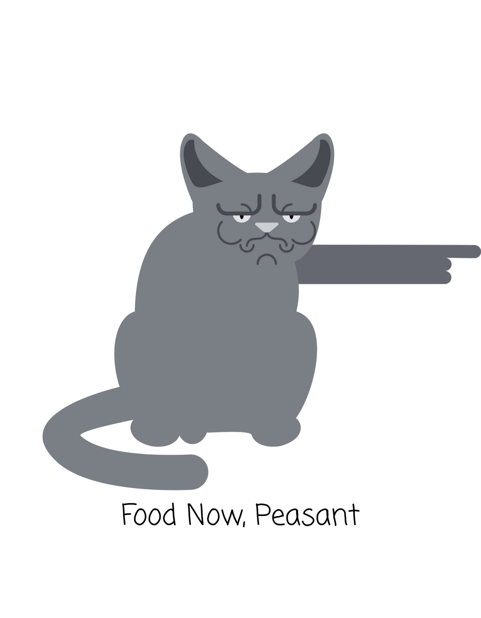 Funny "Food Now, Peasant" Stooshe Cat White Ceramic Mug – Cute Gray Papa Grumps Kitty Cup (11oz & 15oz)