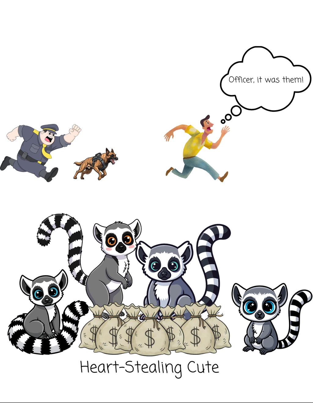 Heart-Stealing Cute Lemurs Gone Wild White Ceramic Mug — "Officer, It Was Them" Adorables (11oz & 15oz)