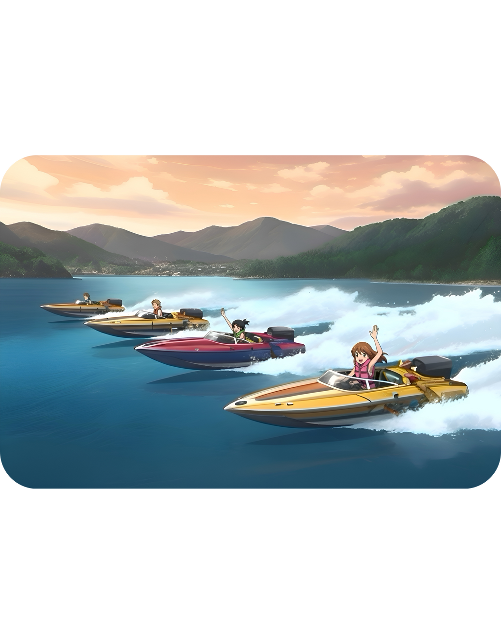 Adrenaline Boat Race #2 for Friends & Couples White Ceramic Mug — Anime Speedboat Treasure Map Cup (11oz/15oz)