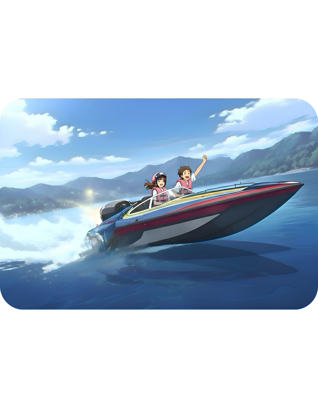 Adrenaline Boat Race #3 for Friends & Couples White Ceramic Mug — Anime Speedboat Treasure Map Cup (11oz/15oz)