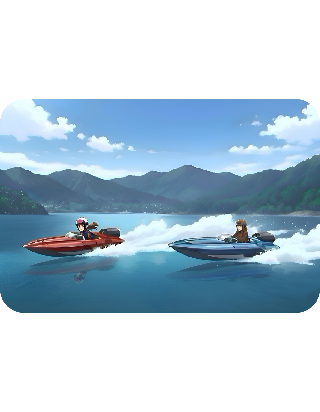 Adrenaline Boat Race #4 for Friends & Couples White Ceramic Mug — Anime Speedboat Treasure Map Cup (11oz/15oz)