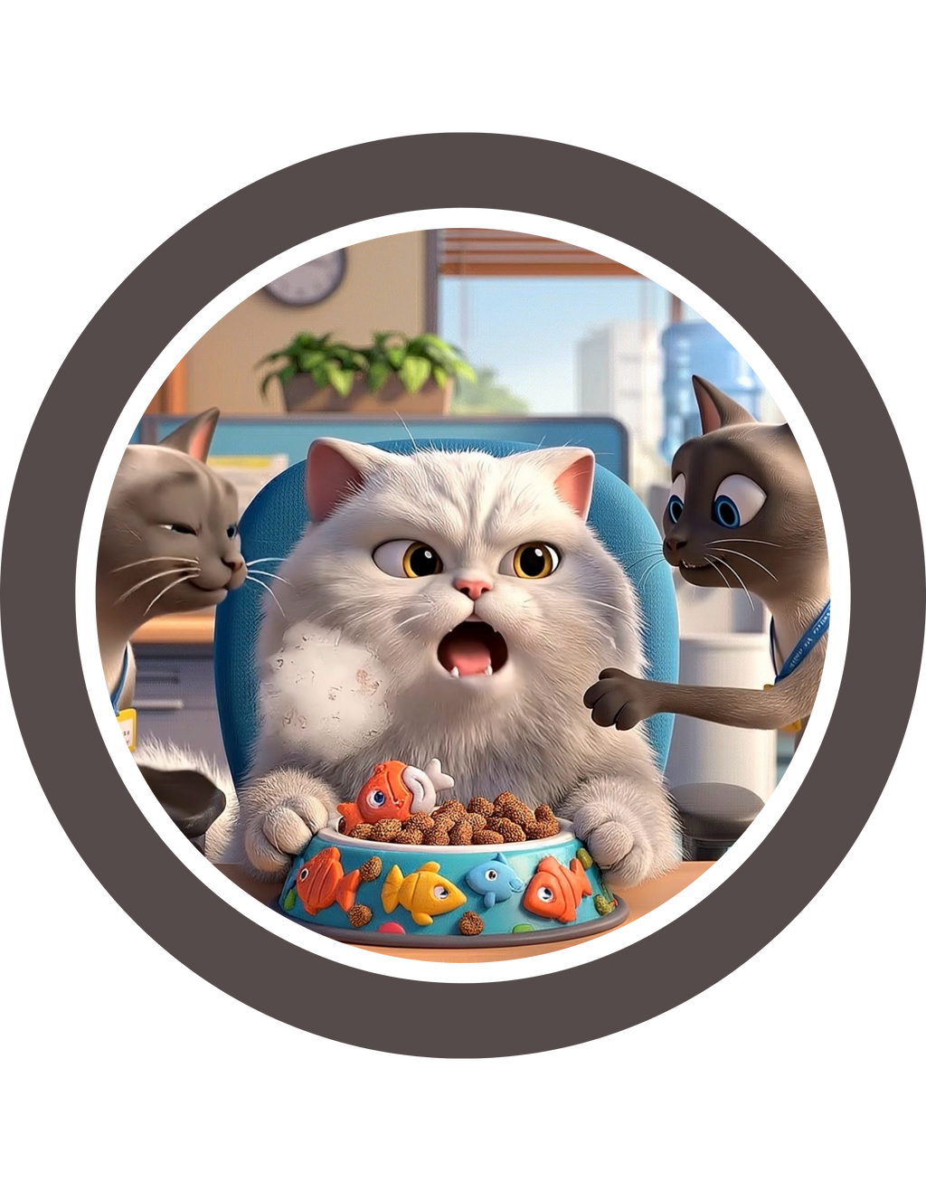 Realatable Cat Tower Collage White Ceramic Mug — Don't Bother Me Cute Personified Cup (11oz, 15oz)