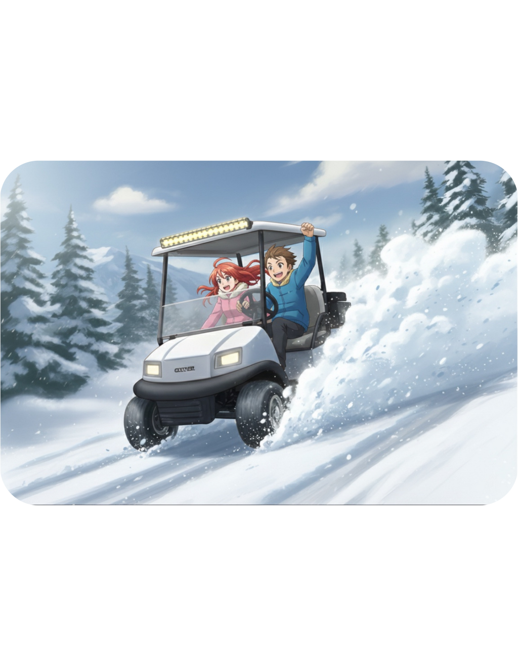 Anime Golf Cart Winter Racing Adventures #2 White Ceramic Mug — Find Your Path To The Essentials Cup (11oz & 15oz)