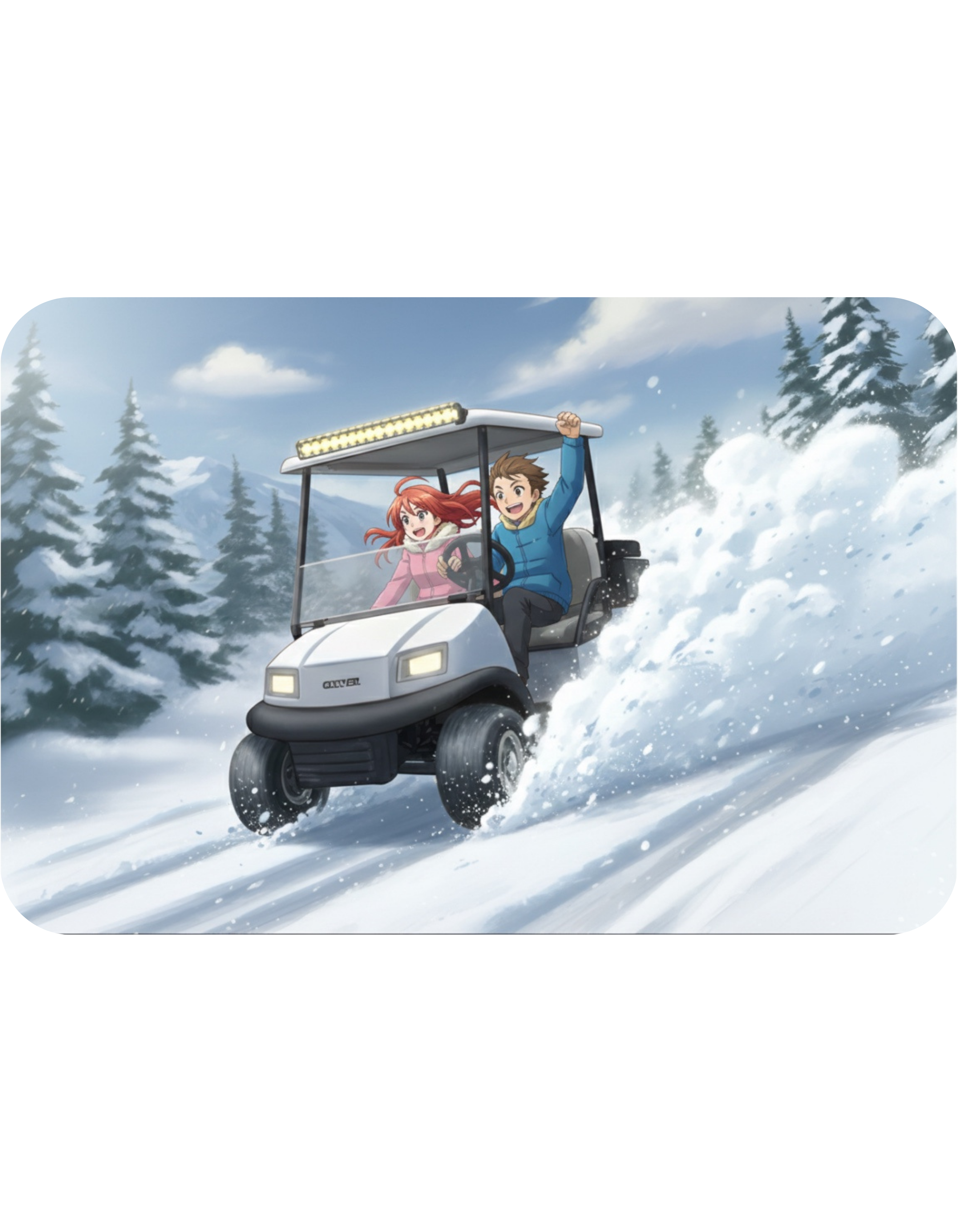 Anime Golf Cart Winter Racing Adventures #2 White Ceramic Mug — Find Your Path To The Essentials Cup (11oz & 15oz)