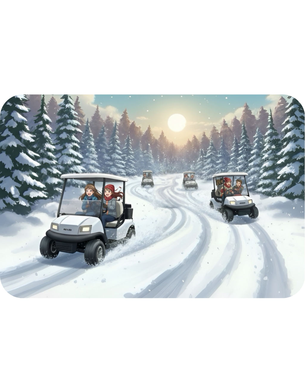 Anime Golf Cart Winter Racing Adventures #2 White Ceramic Mug — Find Your Path To The Essentials Cup (11oz & 15oz)