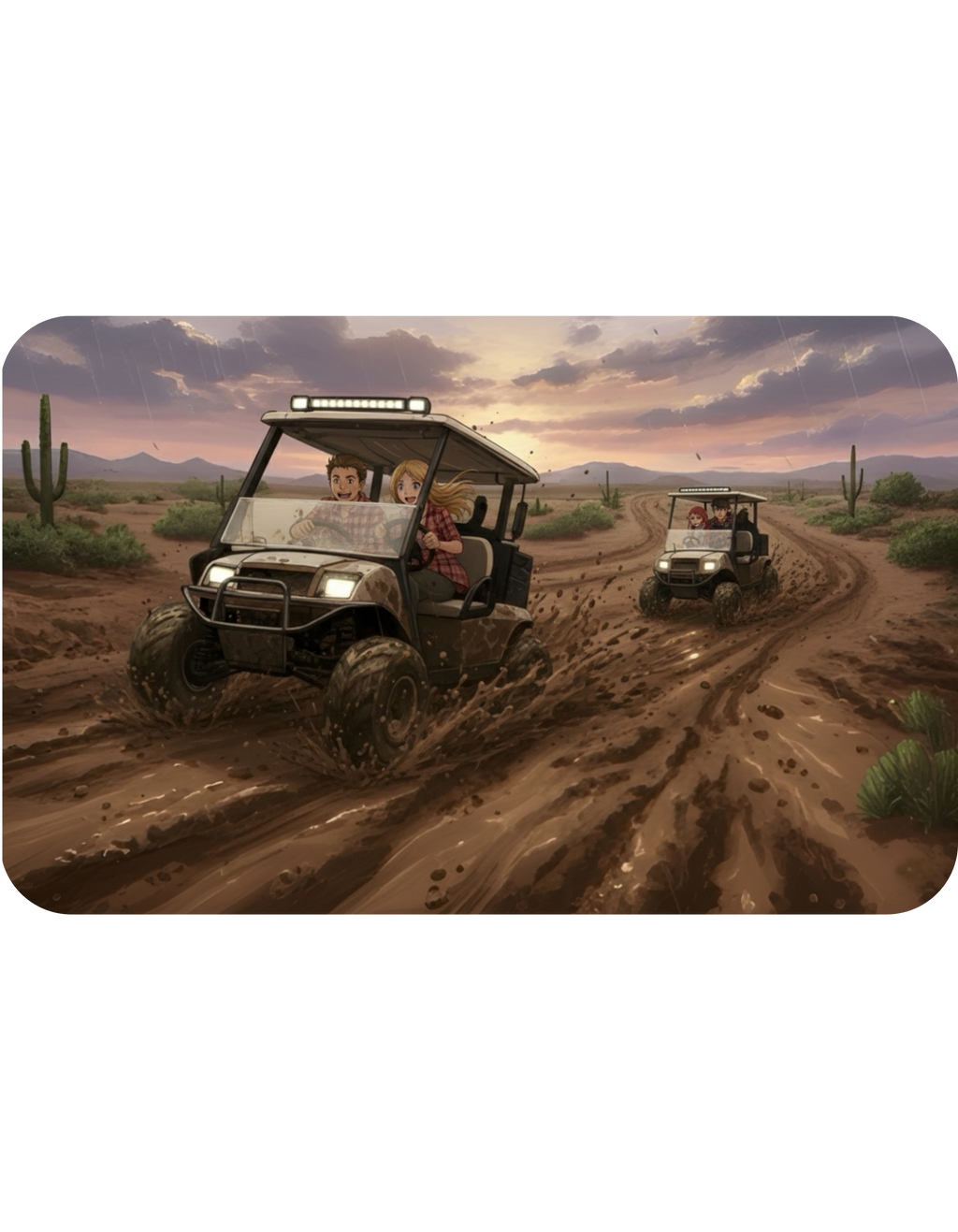 Anime Golf Cart Mud Racing Adventures #3 White Ceramic Mug — Find Your Path To The Essentials Cup (11oz & 15oz)