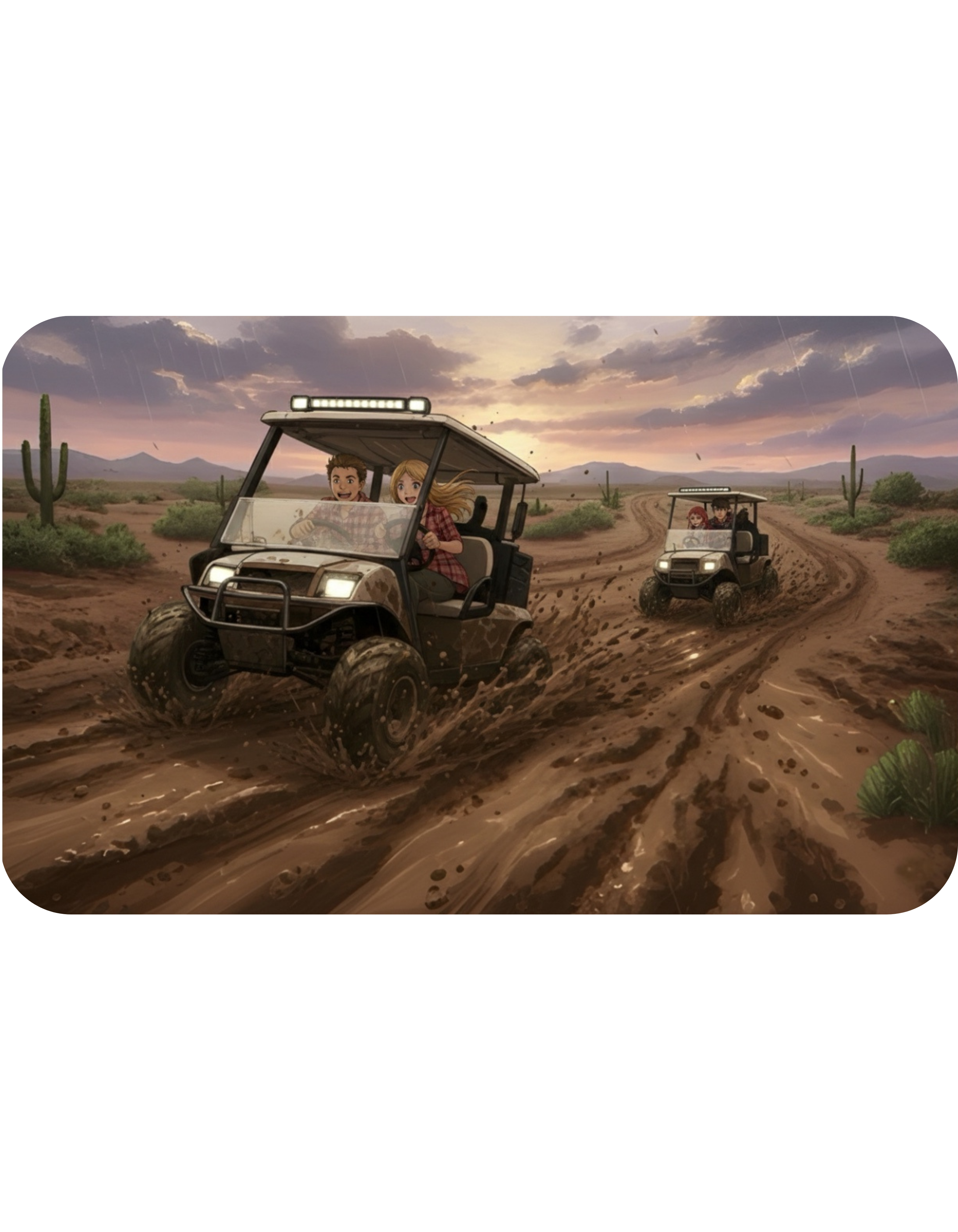 Anime Golf Cart Mud Racing Adventures #3 White Ceramic Mug — Find Your Path To The Essentials Cup (11oz & 15oz)