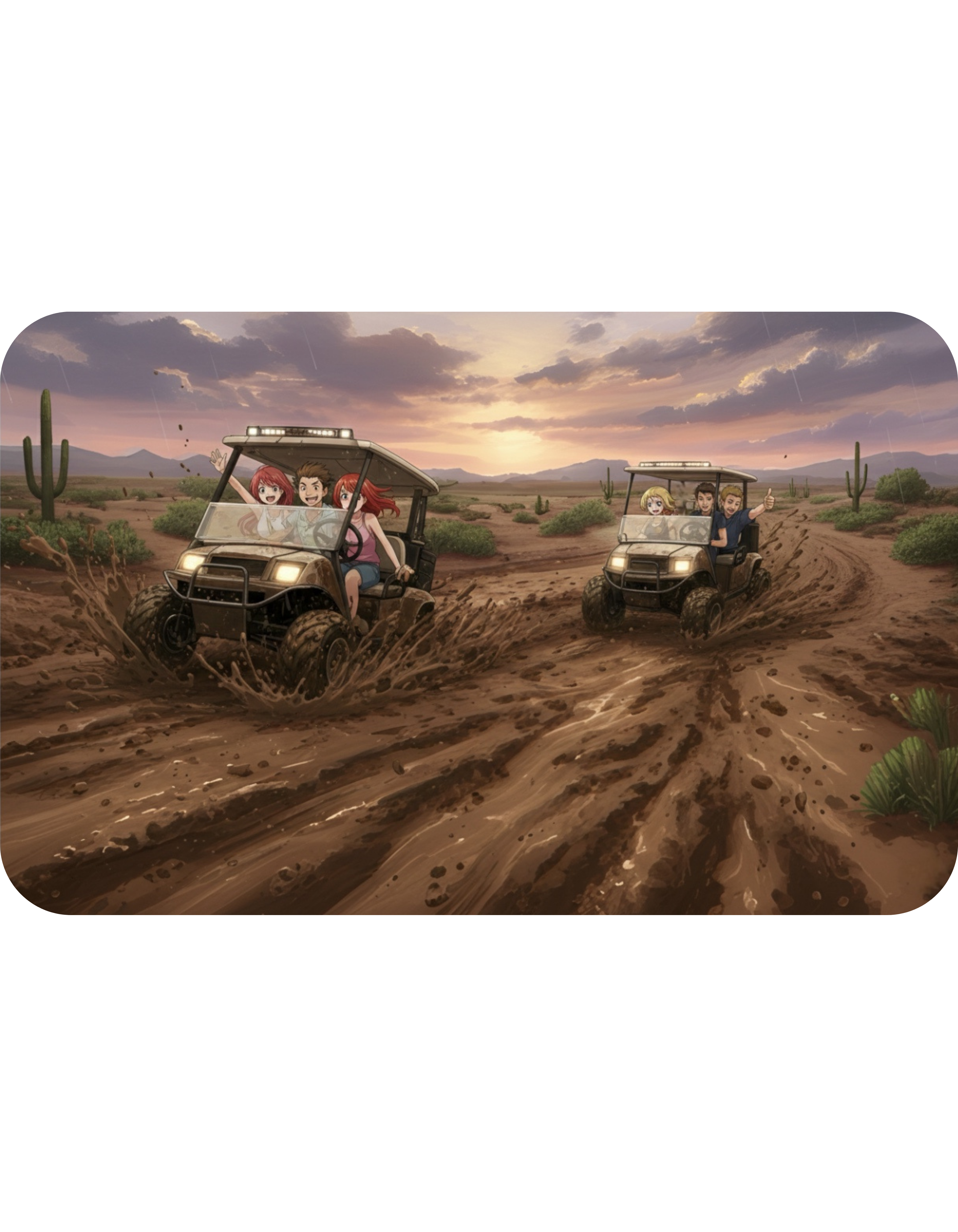 Anime Golf Cart Mud Racing Adventures #3 White Ceramic Mug — Find Your Path To The Essentials Cup (11oz & 15oz)