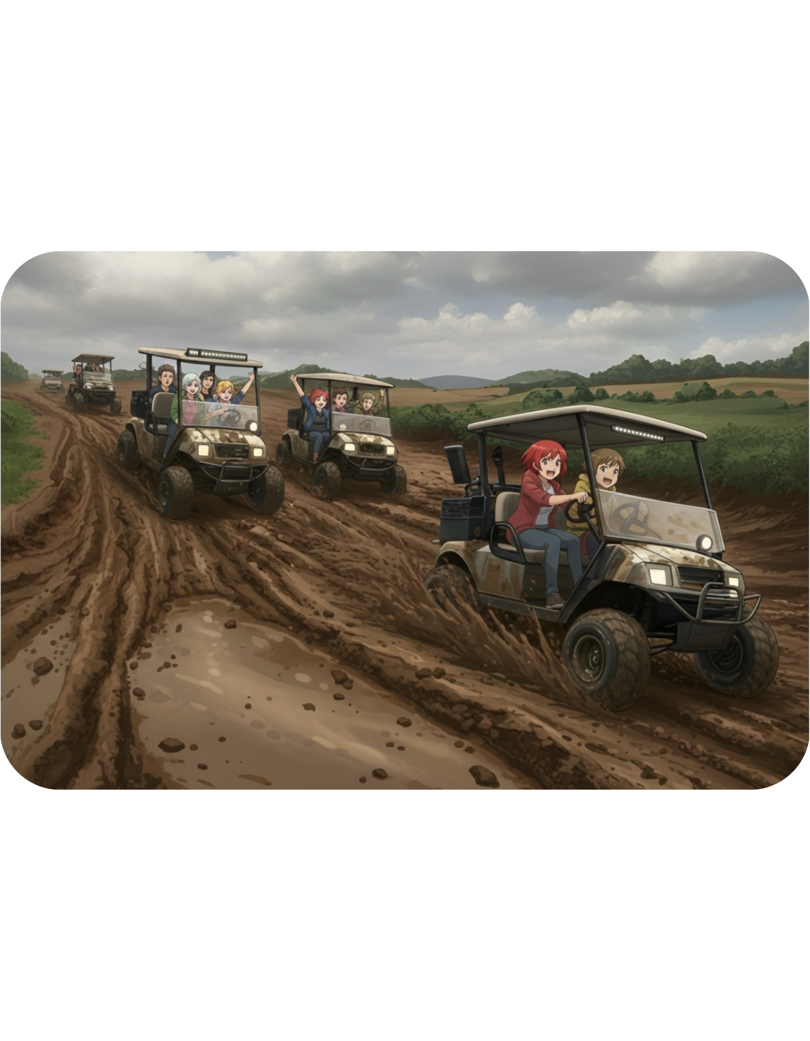Anime Golf Cart Mud Racing Adventures #4 White Ceramic Mug — Find Your Path To The Essentials Cup (11oz & 15oz)