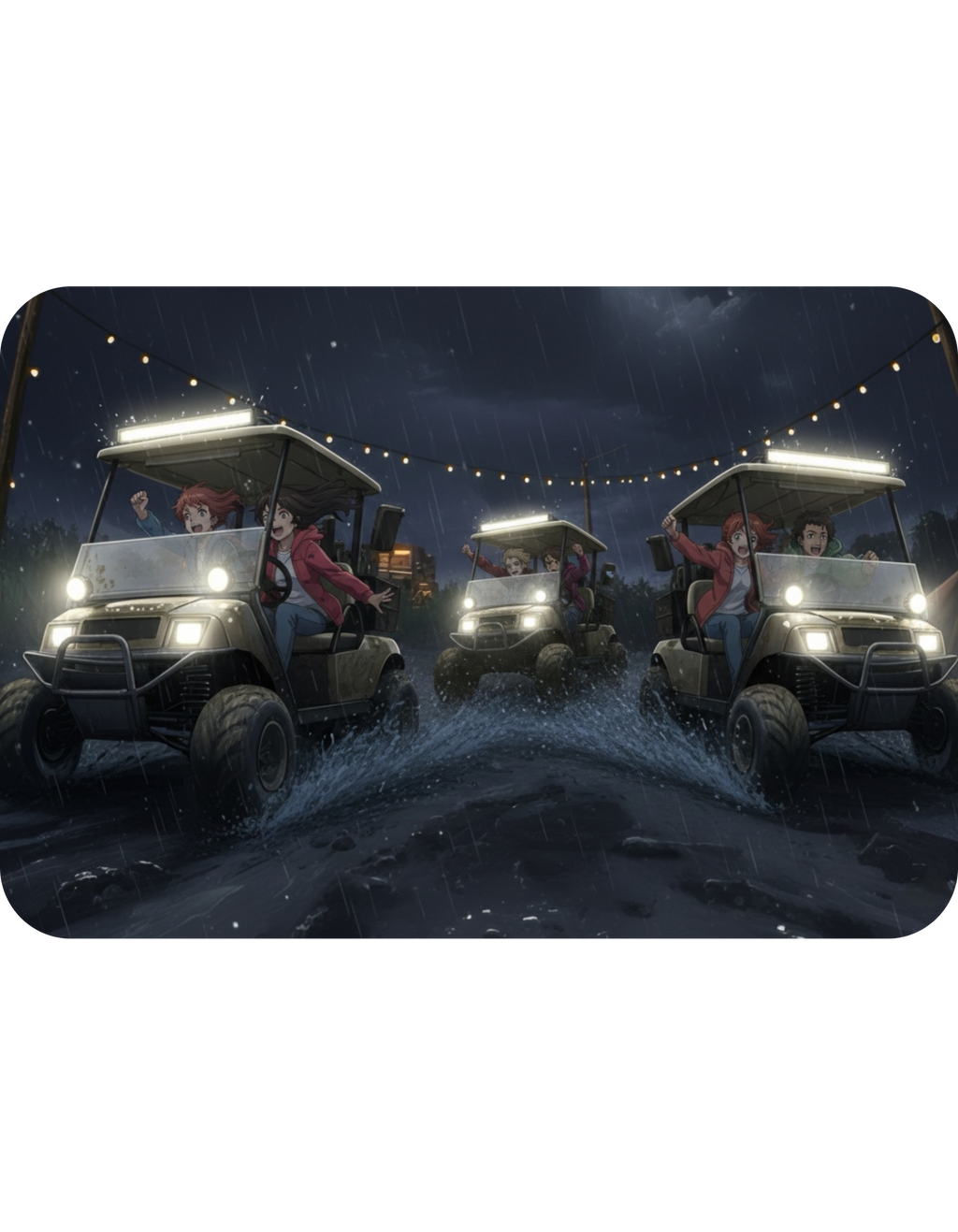 Anime Golf Cart Mud & Rain Racing Adventures #5 White Ceramic Mug — Find Your Path To The Essentials Cup (11oz & 15oz)