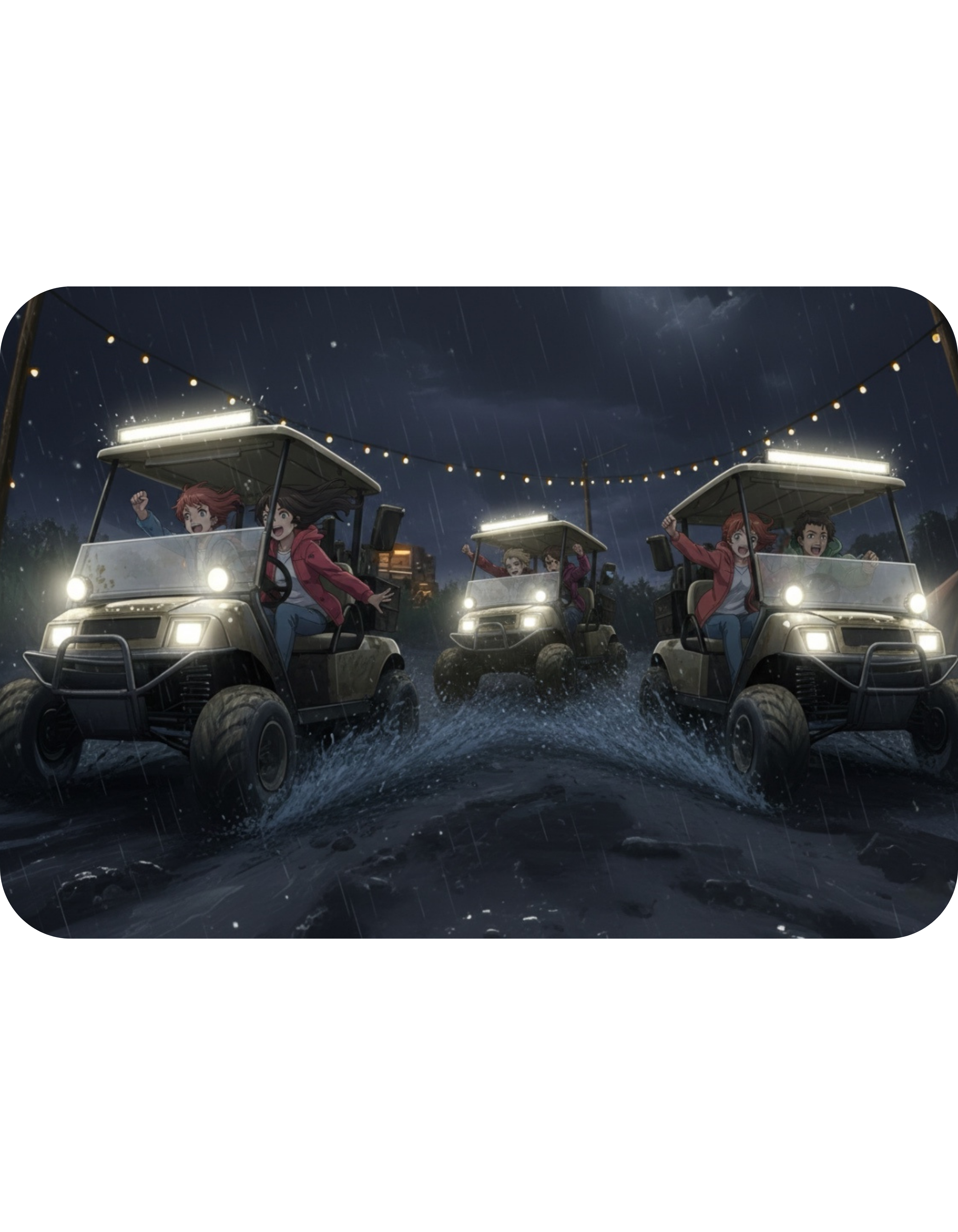 Anime Golf Cart Mud & Rain Racing Adventures #5 White Ceramic Mug — Find Your Path To The Essentials Cup (11oz & 15oz)