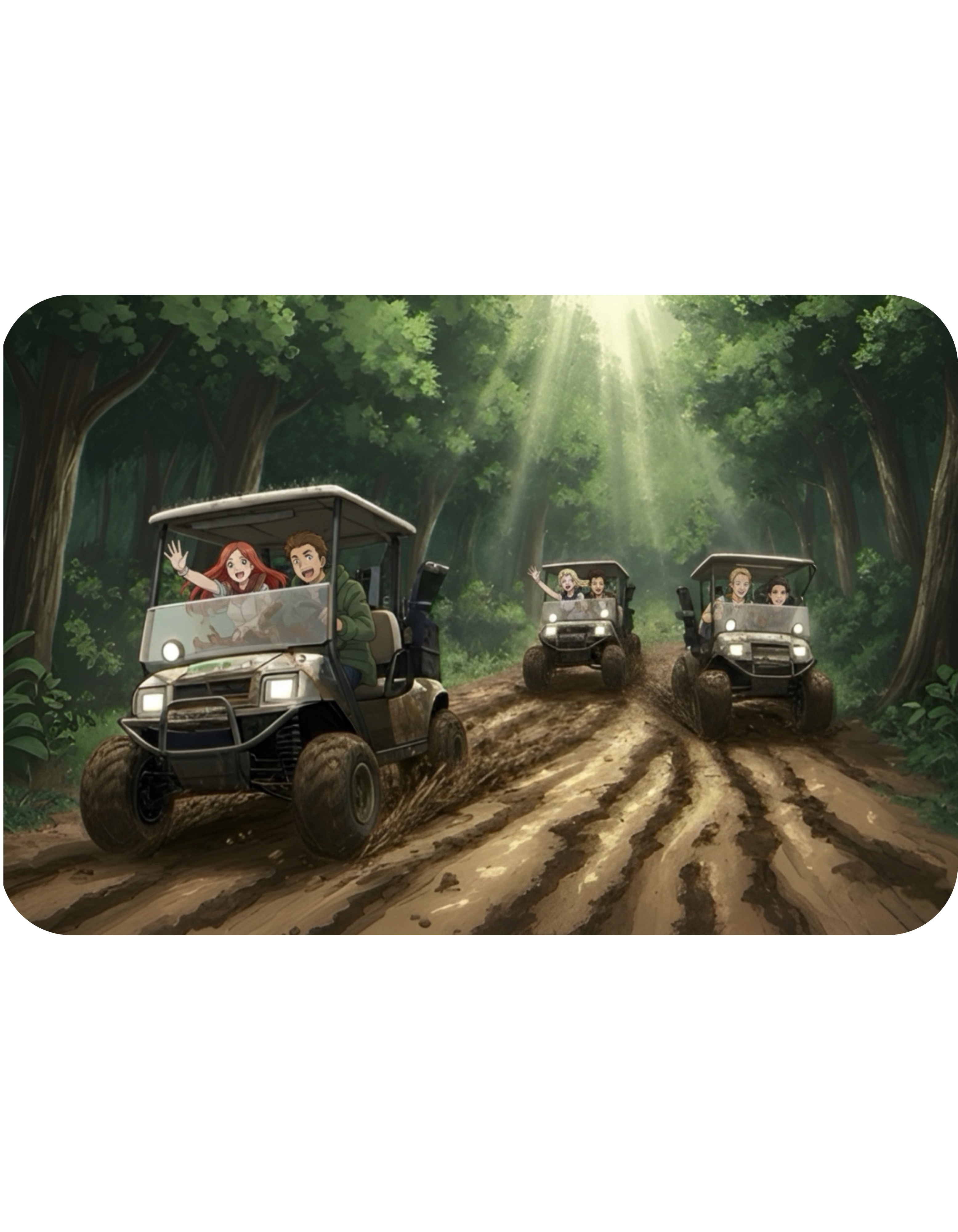 Anime Golf Cart Mud & Rain Racing Adventures #5 White Ceramic Mug — Find Your Path To The Essentials Cup (11oz & 15oz)