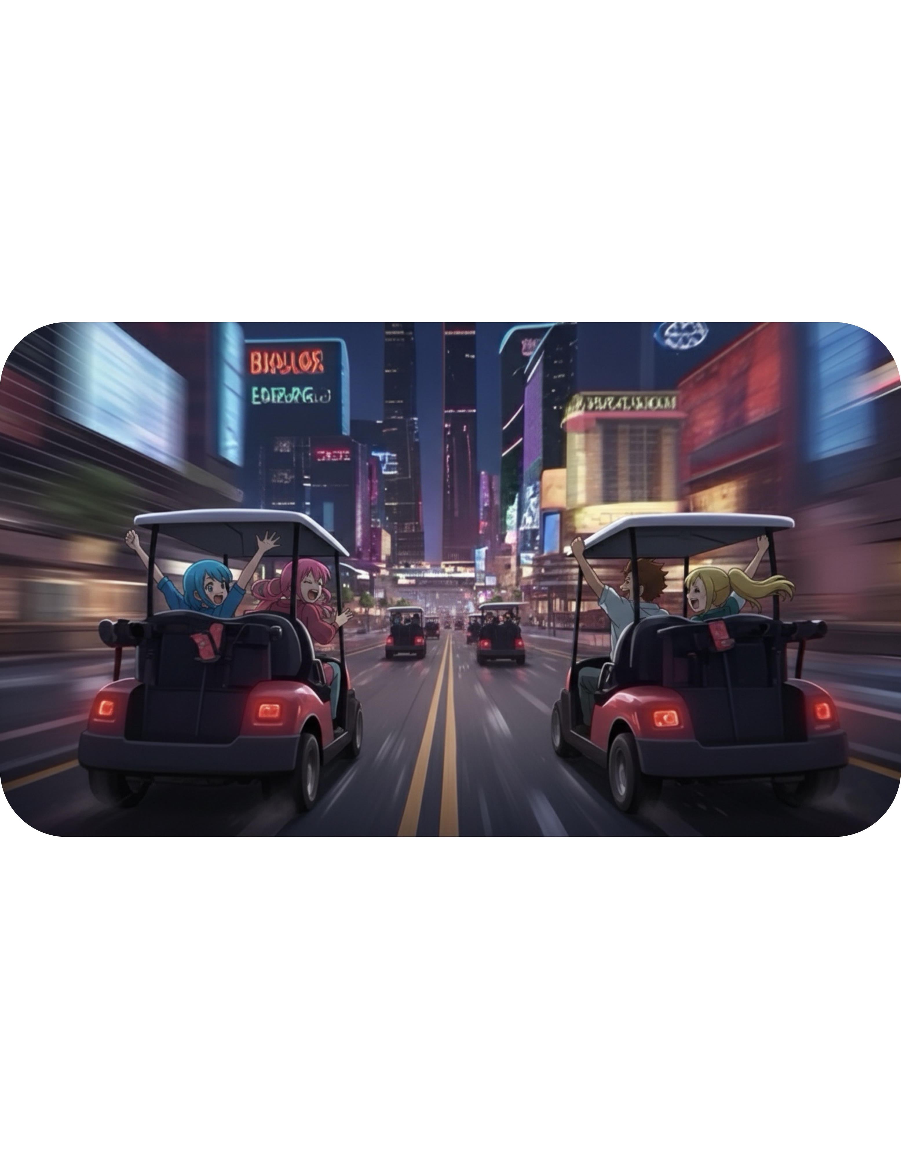 Anime Golf Cart Seasonal & City Adventures #8 White Ceramic Mug — Find Your Path To The Essentials Cup (11oz & 15oz)