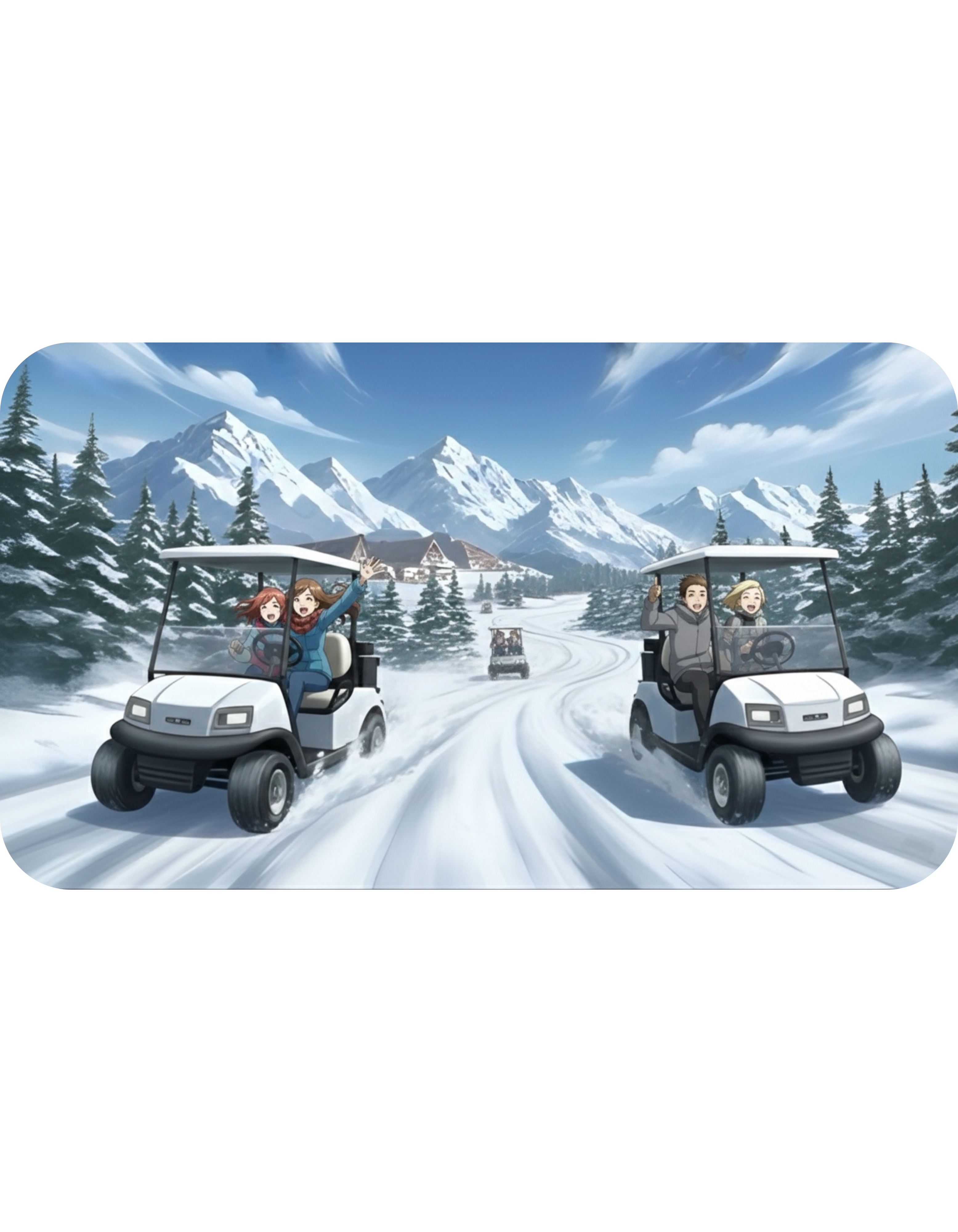 Anime Golf Cart Seasonal & City Adventures #8 White Ceramic Mug — Find Your Path To The Essentials Cup (11oz & 15oz)