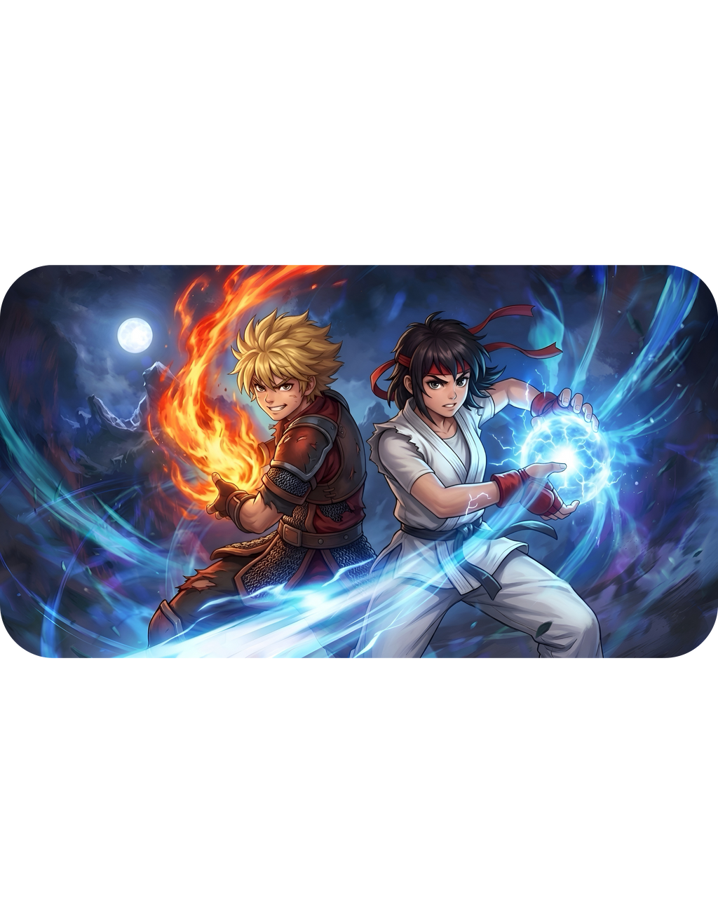 Anime Elemental Battle Duo #1 White Ceramic Mug — Fire And Lightning Gamers' Adventure(11oz, 15oz)