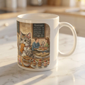 Cat-Astrophe Café White Ceramic Mug — Cute Cat Bakery Date Cup (11oz & 15oz)