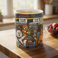 Funny Cat Road Trip White Ceramic Mug — Catnip Kitties Arguing Over Snacks Cup (11oz/15oz)