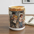 The Hungry Express "Gotta Go" White Ceramic Mug, Busy Food Truck Crew Cup (11oz/15oz)