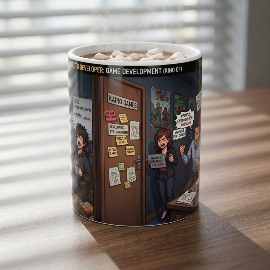 Indie Game Developer Life White Ceramic Mug — Funny Gaming Studio Office Cup, 11oz & 15oz