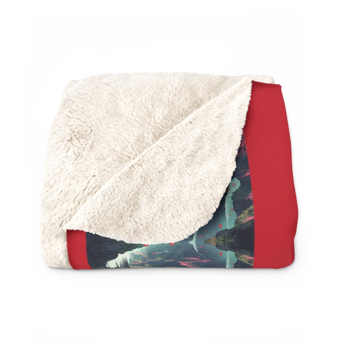 Artzy Scenic Red Sherpa Fleece Blanket