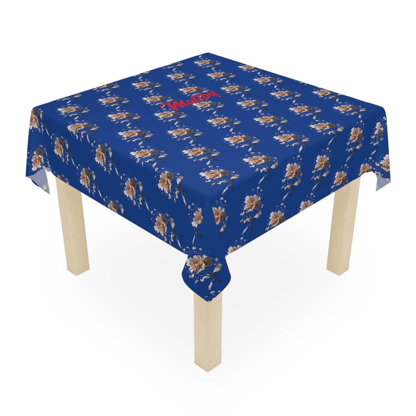 Matiby Dark Blue Flower Tablecloth