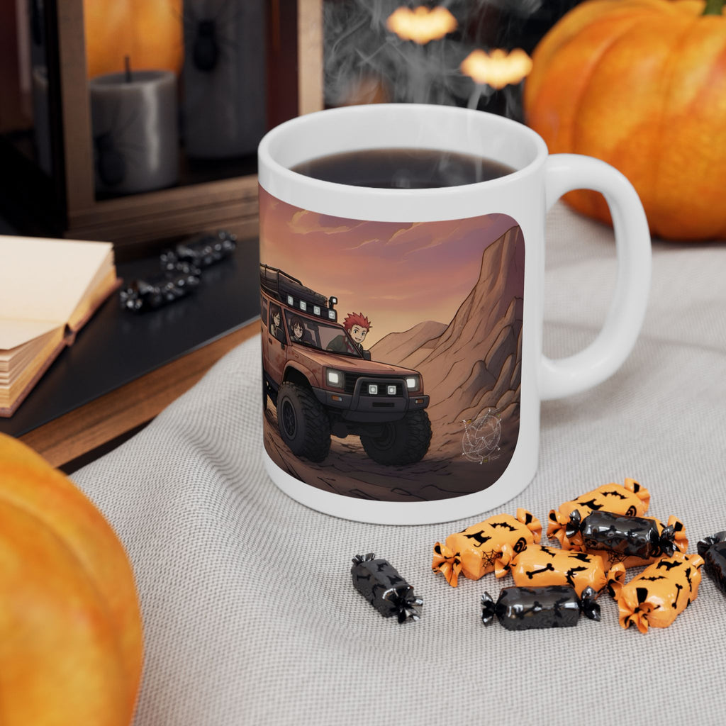 Adventure 4x4 Trucks #26, Classmates & Nature Enthusiasts White Ceramic Mug — Find Your Path To The Essentials Cup (11oz & 15oz)