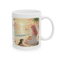 Havanese Shih Tzu & Orange Cat Tropical Seascape White Ceramic Mug, Cozy Owner and Pet Mom on Beach Cup (11oz, 15oz)