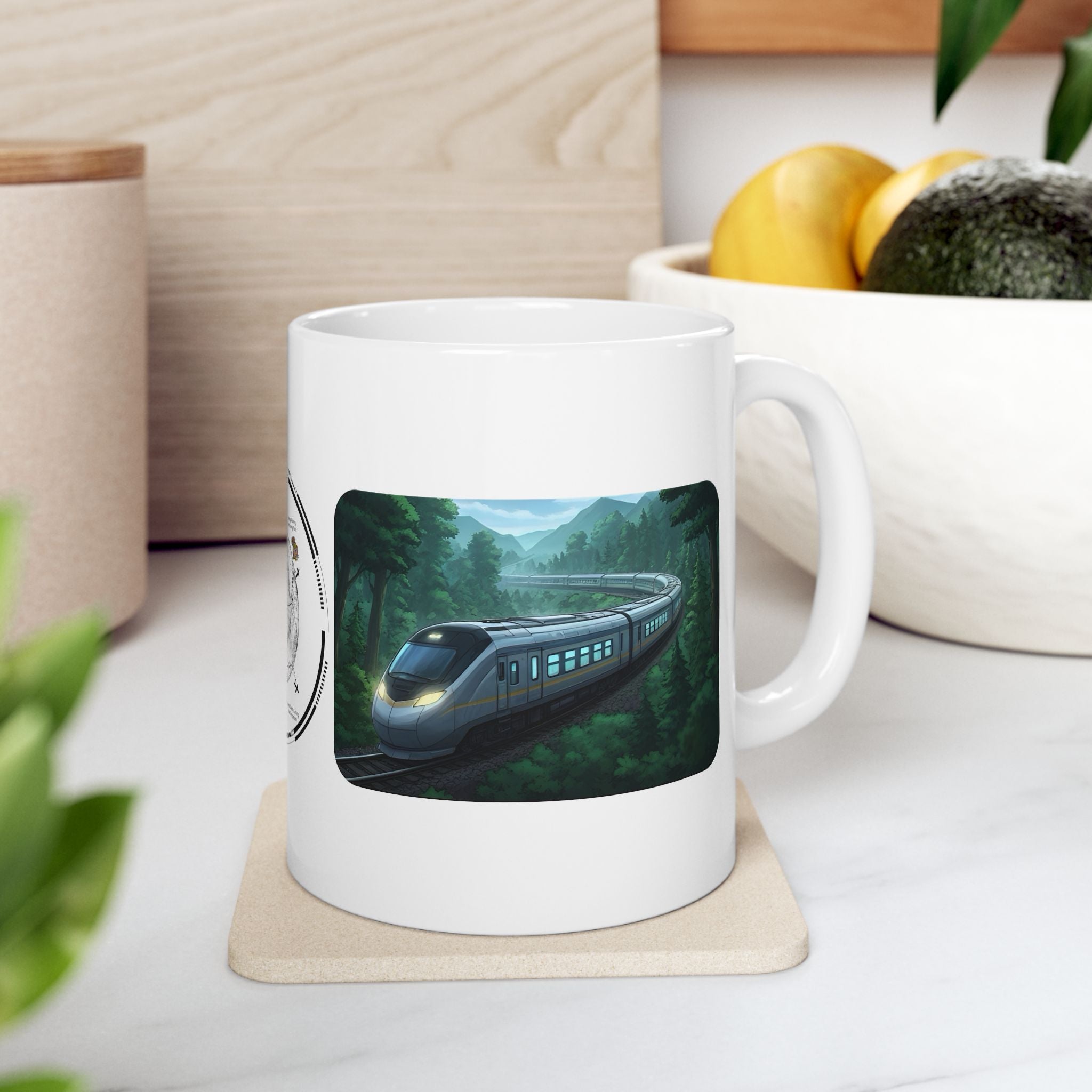 The Winding Journey Train Ride White Ceramic Mug — The Modern Traveler Transit Cup (11oz/15oz)