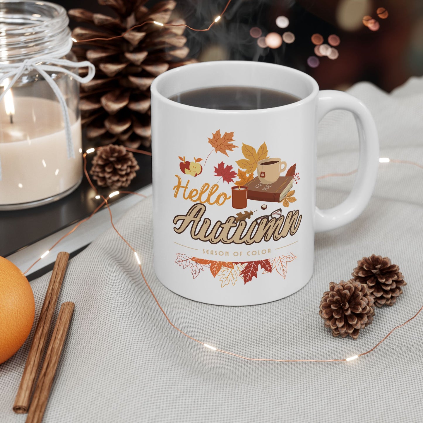 Journeys Hello Autumn Seasons of Change Ceramic Mugs, Gifts for the Holidays, Seasonal Mugs, Mug for All Occasions, Thanksgiving Mug