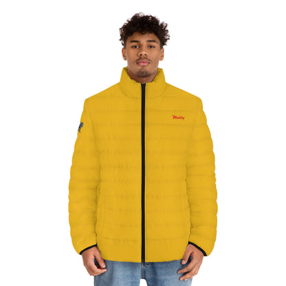 Men's Yellow Puffer Jacket (AOP)