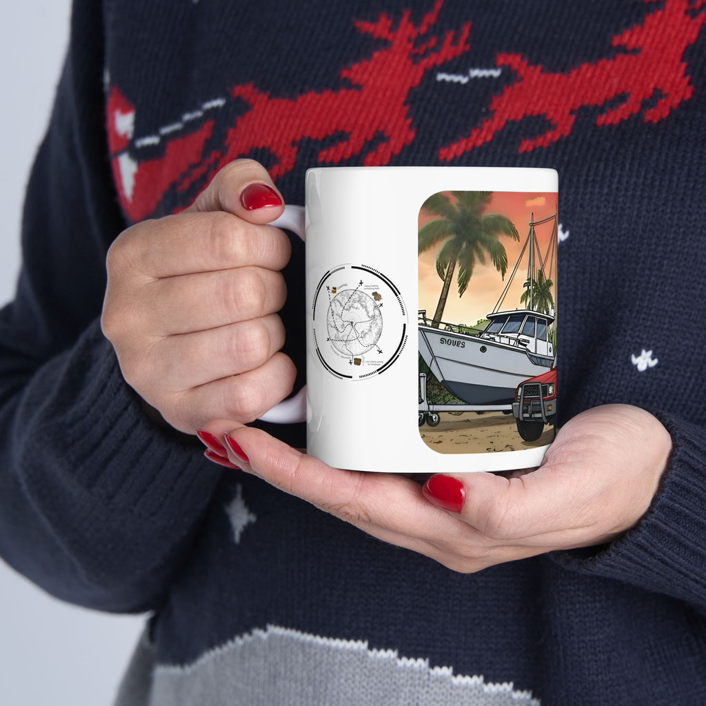 Sunshine State Pickup Trucks #13 Fishing Boat Hauler White Ceramic Mug – Celebrating Companionship, Creativity & Life’s Little Wonders Cup (11oz/15oz)