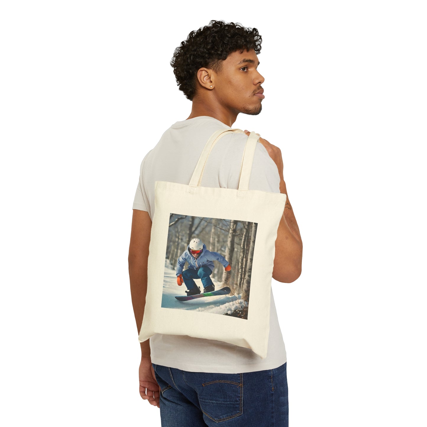 Snowboarding Cotton Canvas Tote Bag