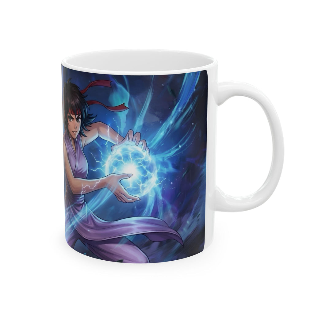 Anime Elemental Battle Duo #3 White Ceramic Mug — Fire And Lightning Gamers' Adventure(11oz, 15oz)