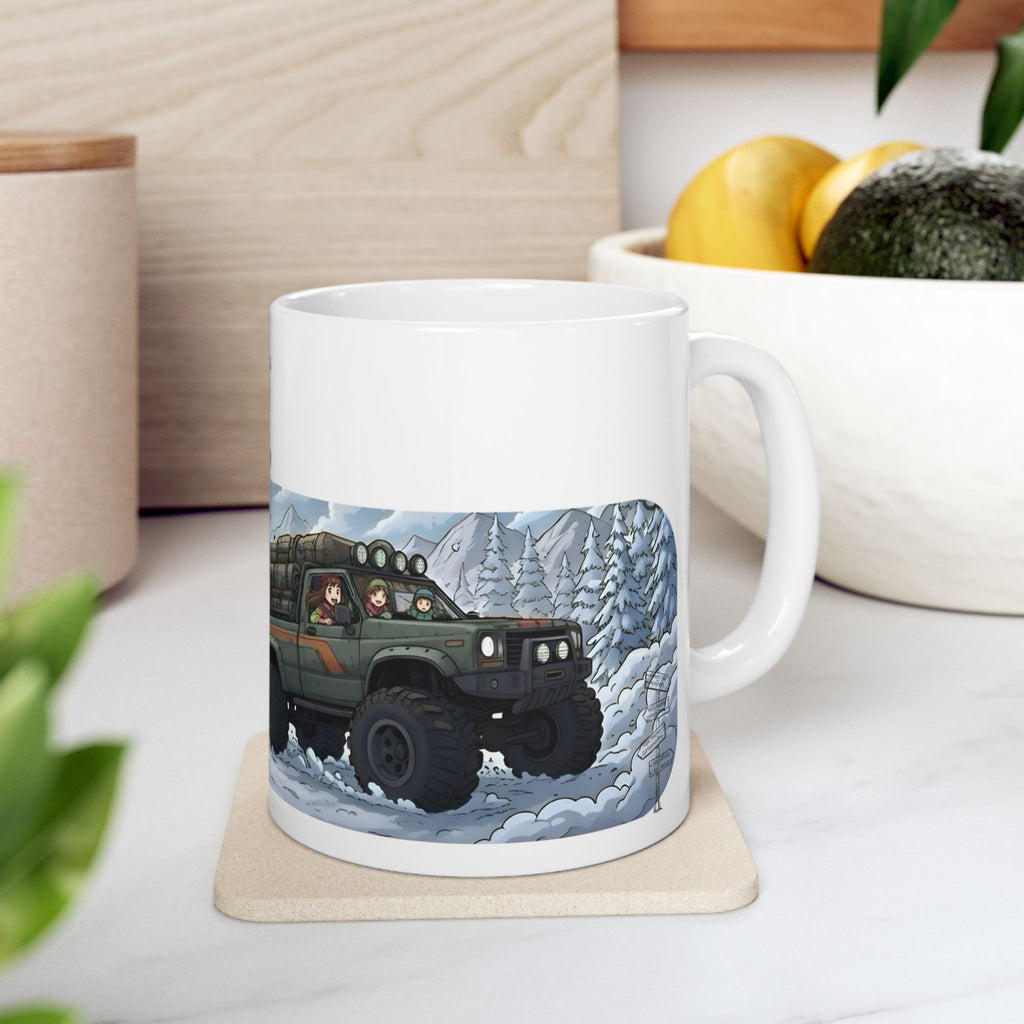 Adventure 4x4 Trucks #40, Raising Kids, Raising Dust White Ceramic Mug — Soccer Mom? Nah, Find Your Path To The Essentials Cup (11oz & 15oz)