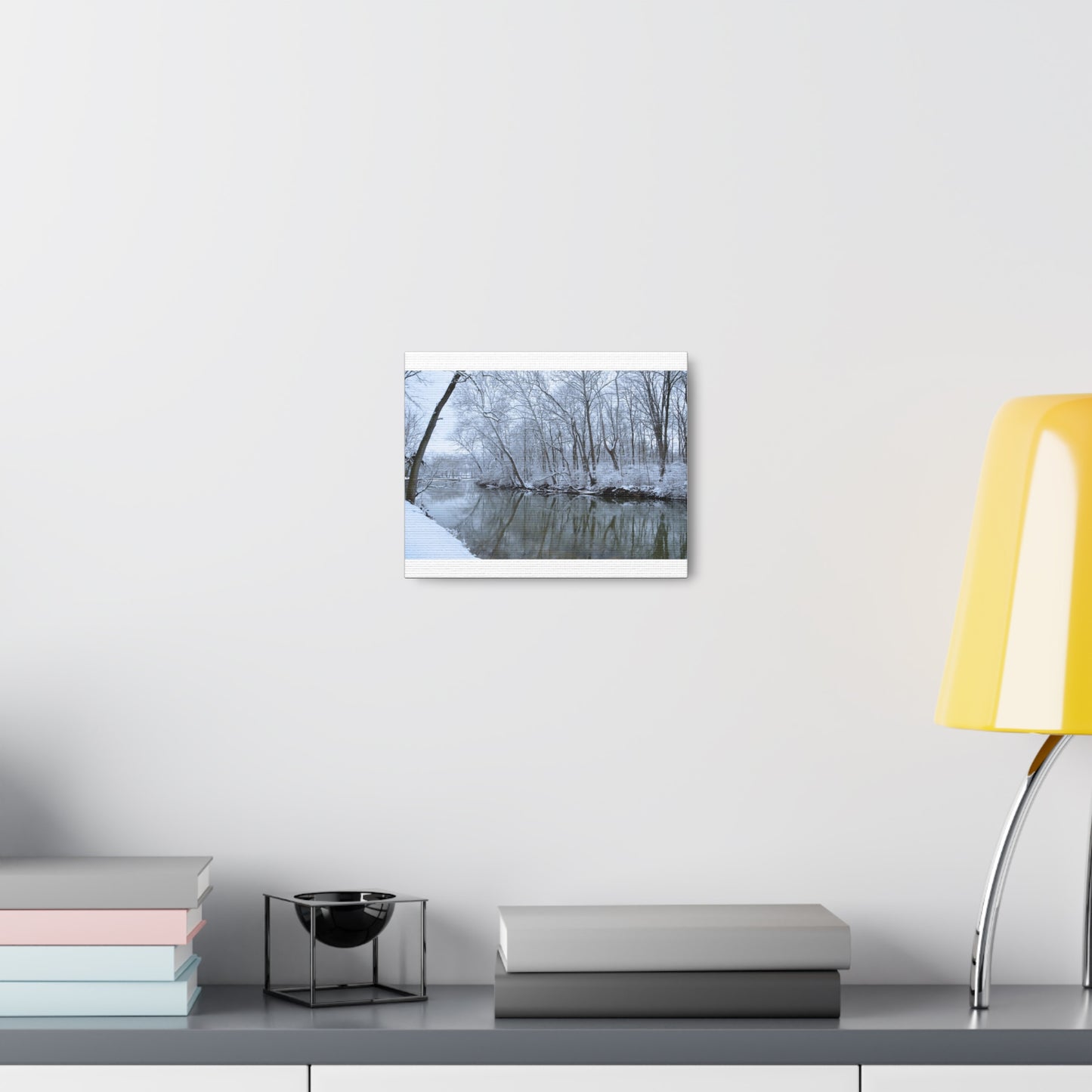 Winter River White Canvas Gallery Wraps