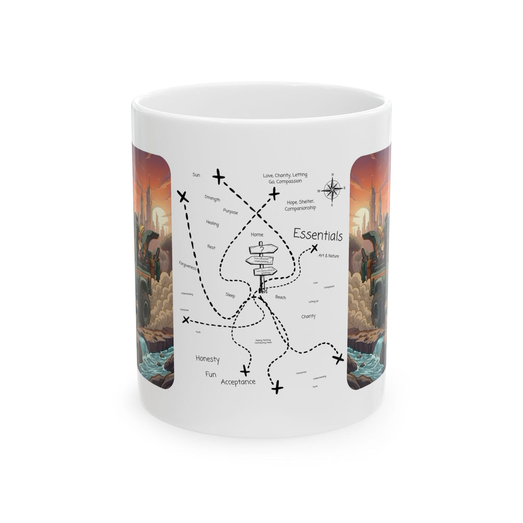 Adventure 4x4 Trucks #15, Tree Trimmers, Arborists, & Pruners On The Go White Ceramic Mug — Find Your Path To The Essentials Cup (11oz & 15oz)
