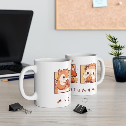 Journeys Hello Autumn Seasons of Change Ceramic Mugs, Gifts for Pet Lovers, Mugs for Animal Lovers, Cute Seasonal Mugs, Mug for All Occasions, Thanksgiving Mug