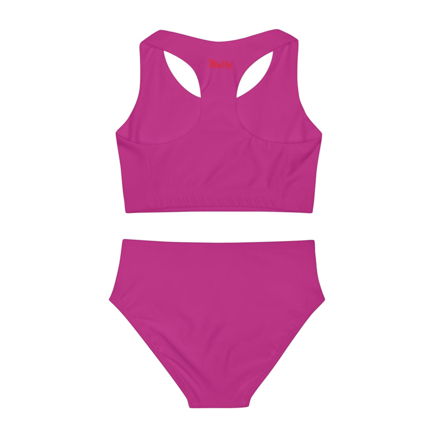 Girl's "Sunny Day" Pink Two Piece Swimsuit (AOP)