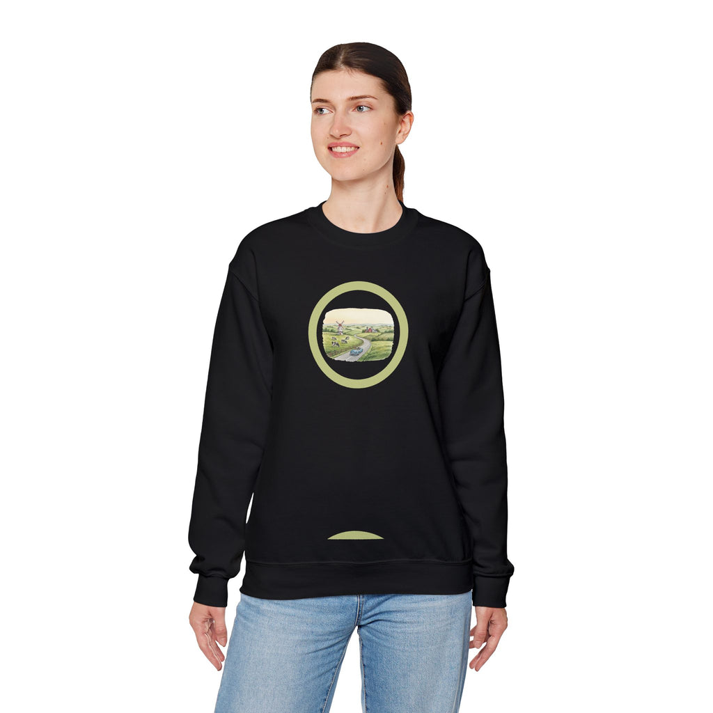 Crewneck Sweatshirt — Pastoral Circle Landscape Graphic