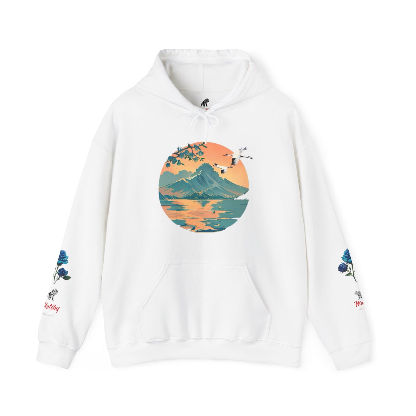 Japanese Blue Roses Landscape Unisex Heavy Blend™ Hooded Sweatshirt