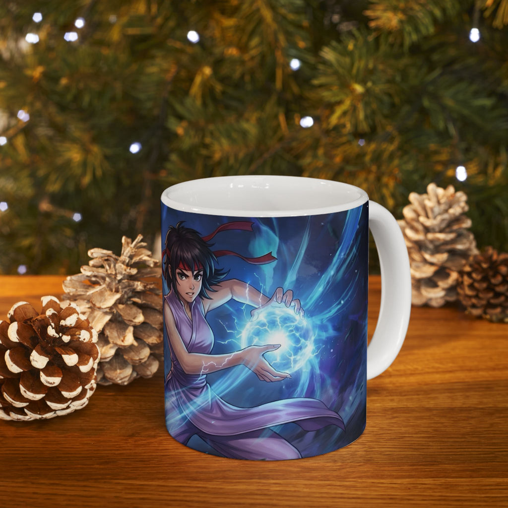 Anime Elemental Battle Duo #3 White Ceramic Mug — Fire And Lightning Gamers' Adventure(11oz, 15oz)