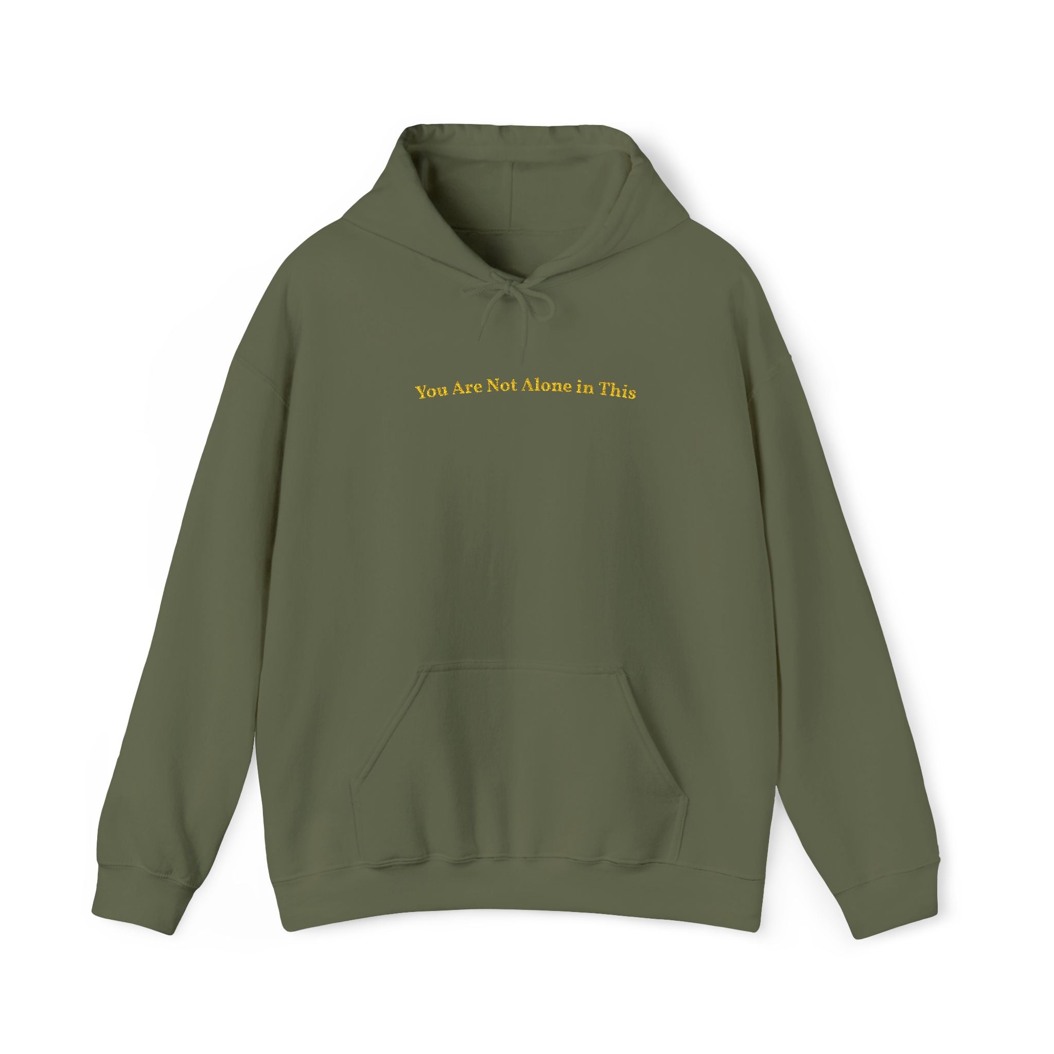 You Are Not Alone in This Gold Embroidered Unisex Heavy Blend Hooded Sweatshirt, Strength And Hope Hoodie