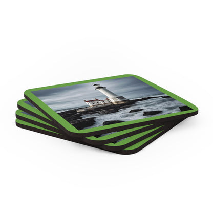 Matiby Lighthouse Green Corkwood Coaster Set