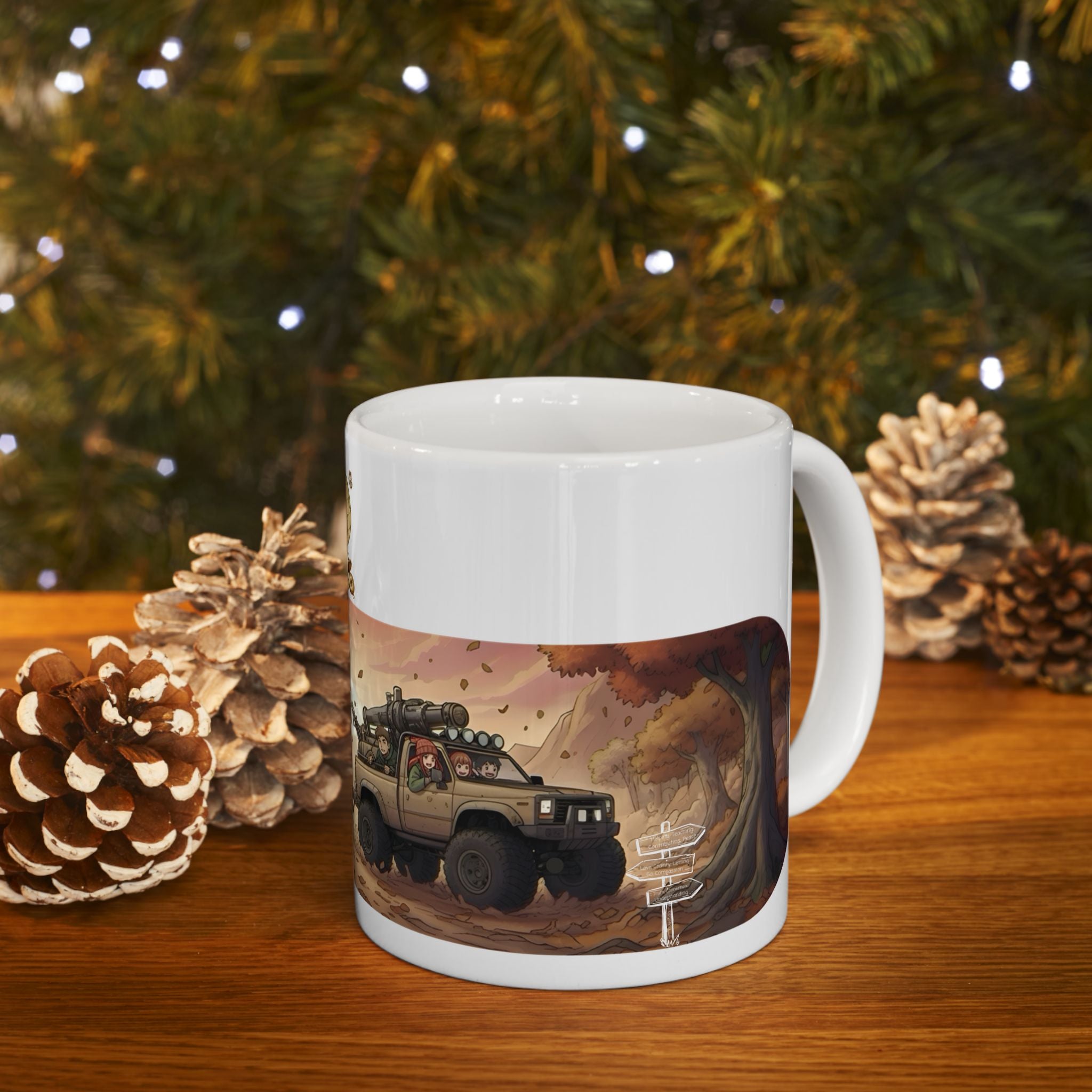 Adventure 4x4 Trucks #38, Sibling Brothers & Sisters On The Move White Ceramic Mug — Find Your Path To The Essentials Cup (11oz & 15oz)