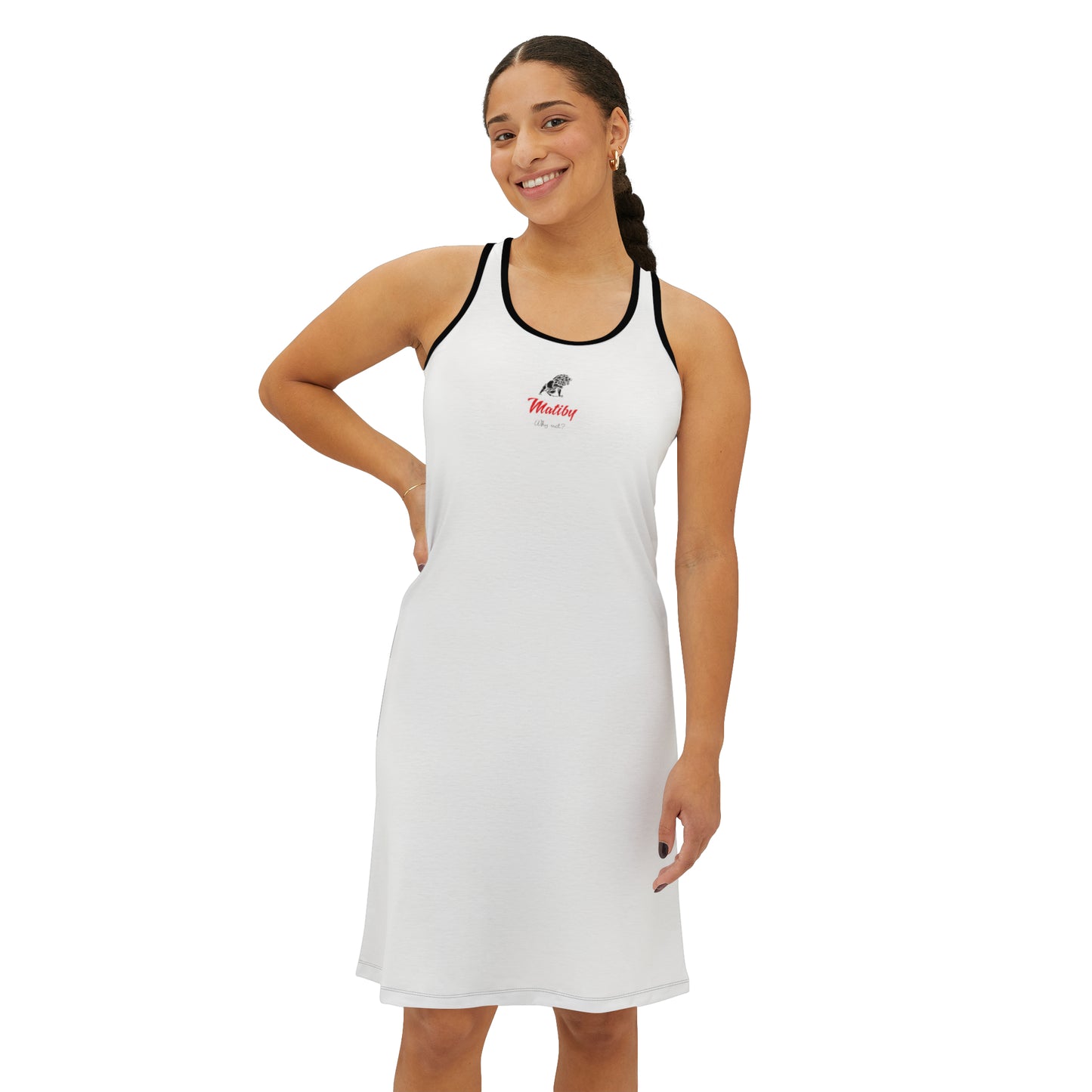 Women's White Racerback Dress (AOP)