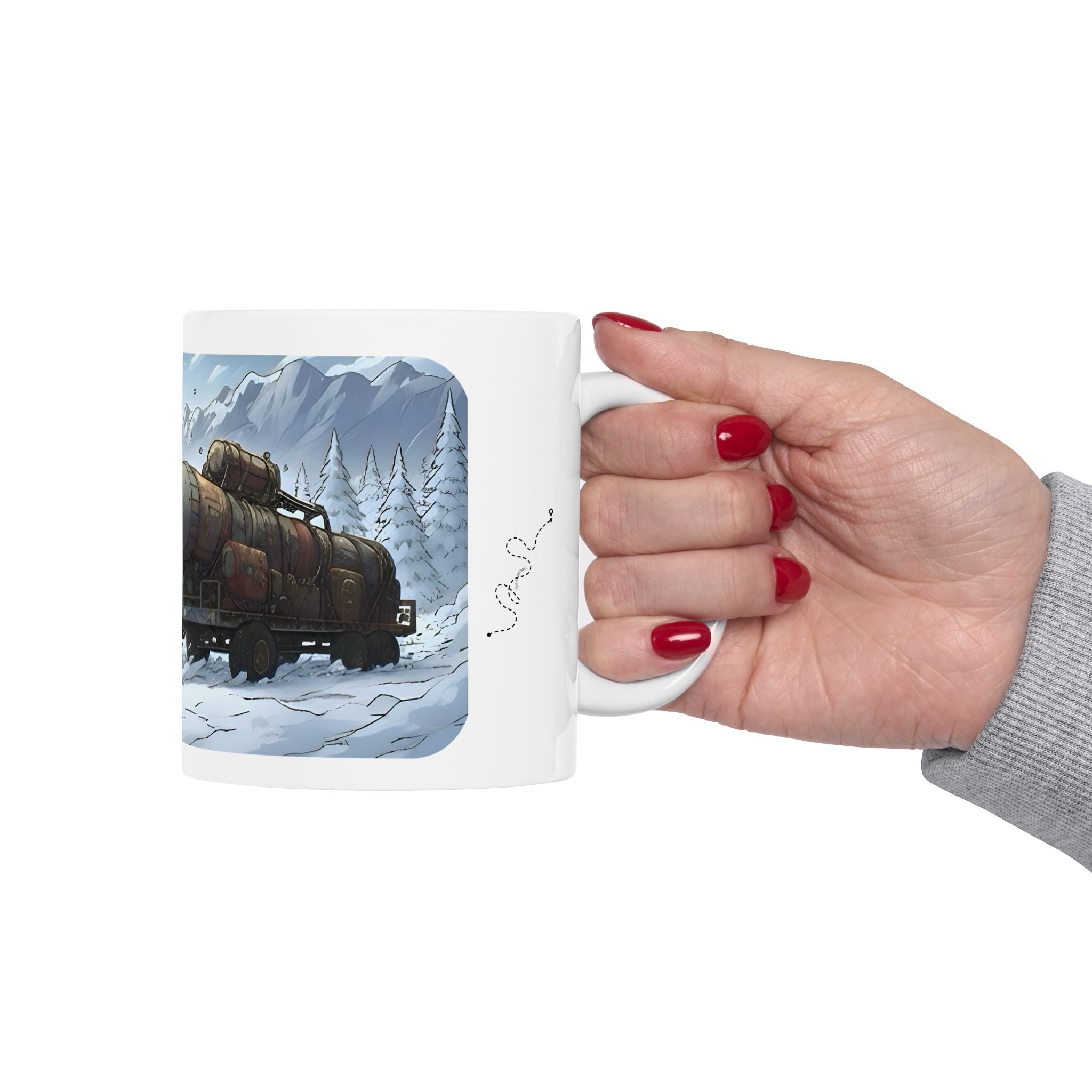 Adventure 4x4 Trucks #55, Ice Road Haulers White Ceramic Mug — Find Your Path To The Essentials Cup (11oz & 15oz)