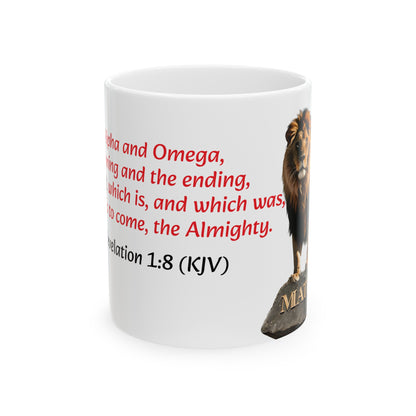 Bible Speaks Revelation 1:8 Ceramic Mug, 11oz